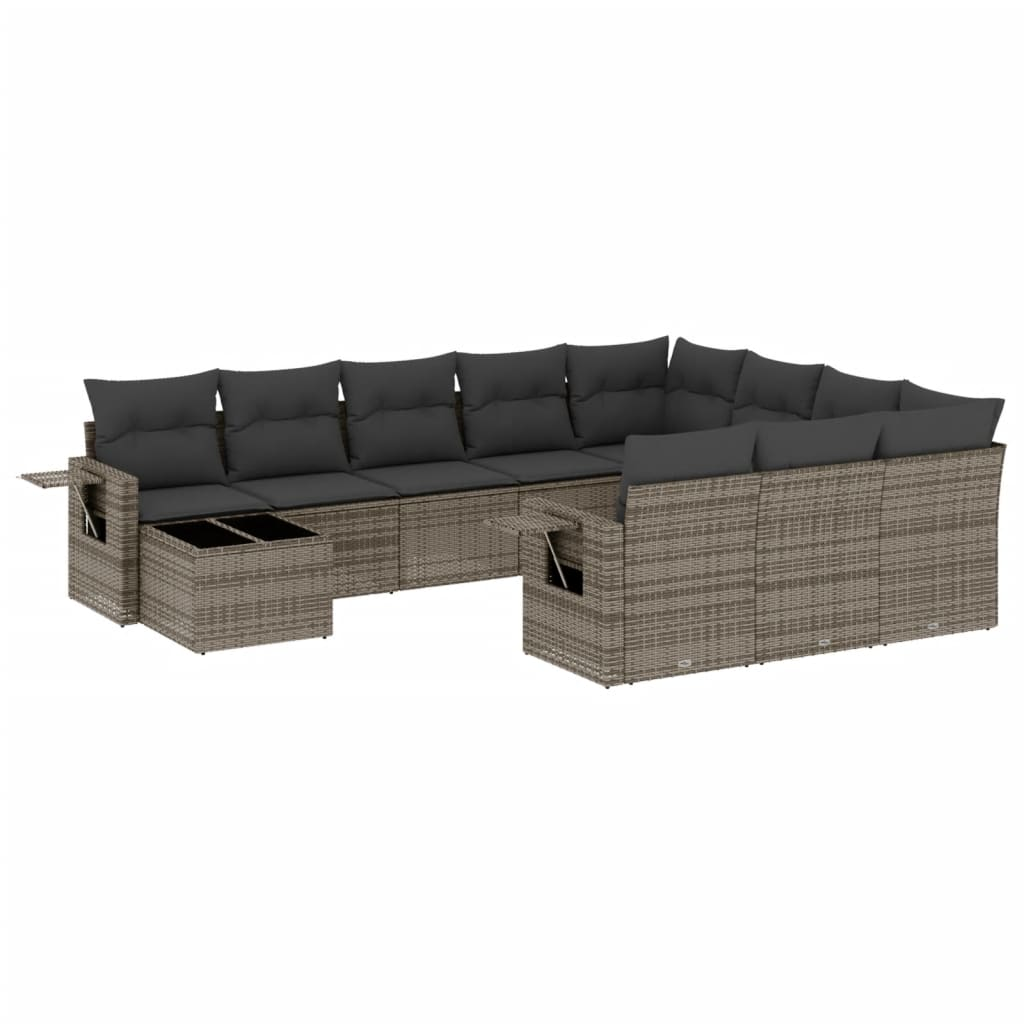 11 részes szürke polyrattan kerti ülőgarnitúra párnákkal (3220729)