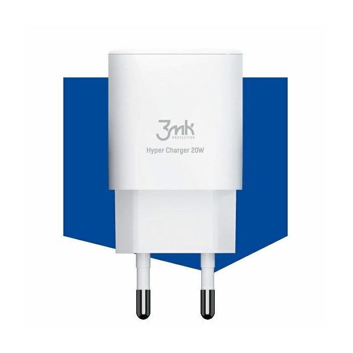 3mk Hyper Charger Hálózati USB-C / USB-A töltő - Fehér (20W) (5903108447003)