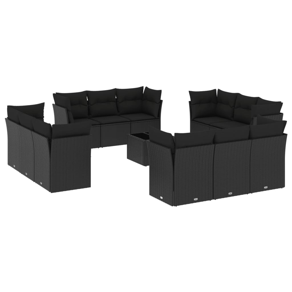 13 részes fekete polyrattan kerti ülőgarnitúra párnákkal (3249174)