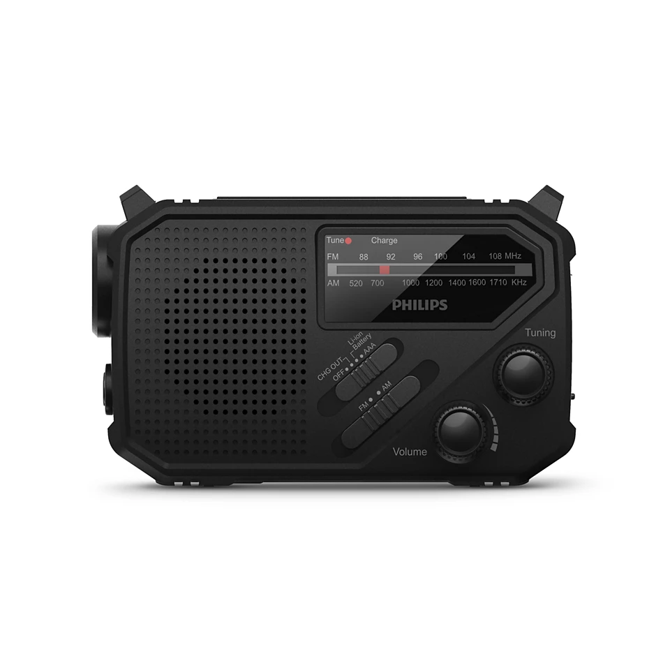 Philips TAR1609/00 Akkus hordozható FM/AM Zsebrádió elemlámpa funkcióval - Fekete (TAR1609/00)