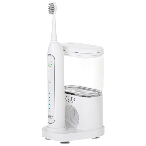 Звукова четка за зъби и душ за устна кухина 2 в 1 ADLER, 1200-1700 импулса/минута, резервоар 500 мл, куфар за пътуване