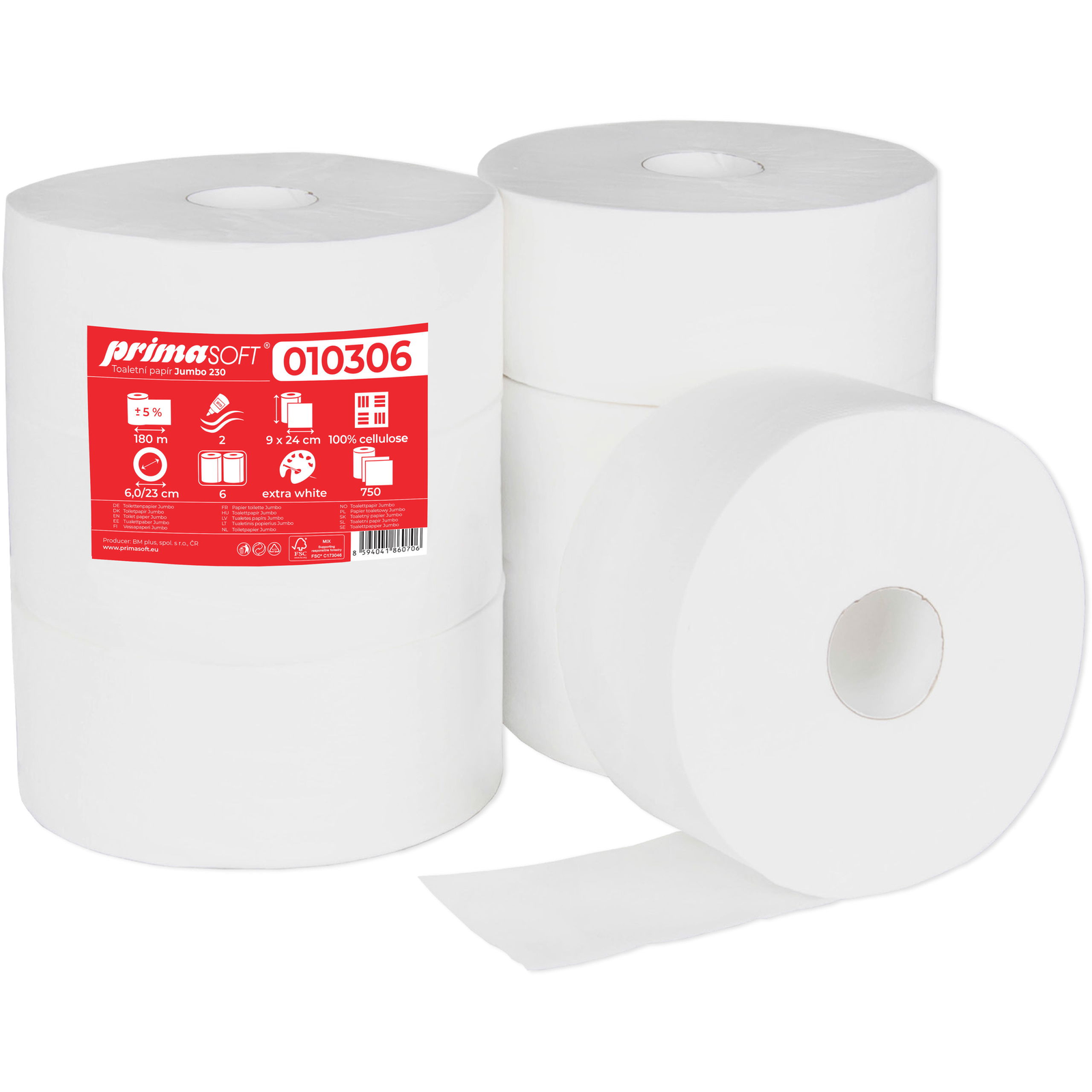 PRIMASOFT Jumbo 230 fehér, cellulóz, 6 db (8594041860706)
