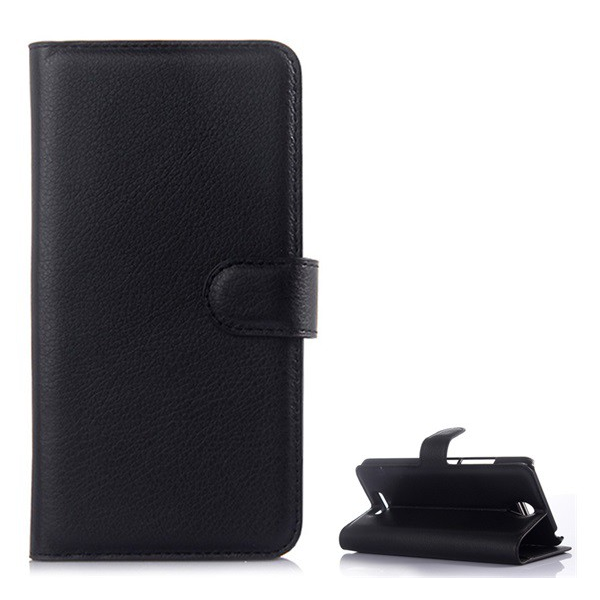 Tok álló, bőr hatású (FLIP, oldalra nyíló, asztali tartó funkció, prémium) FEKETE [Xiaomi Redmi Note 2 ] (5996457593514)