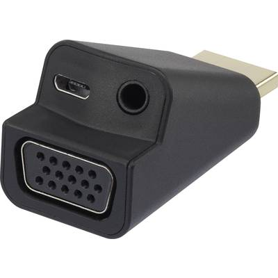 HDMI - VGA átalakító adapter, 1x HDMI dugó - 1x VGA, 1x 3,5 mm-es jack aljzat, fekete, Renkforce