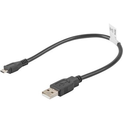 Lanberg USB micro (M)->USB-A (M) 2.0 kábel, 0,3 m, fekete (CA-USBM-10CC-0003-BK)