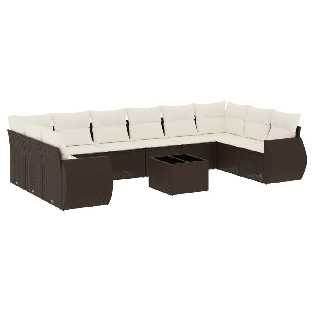 11 részes barna polyrattan kerti ülőgarnitúra párnákkal (3254220)