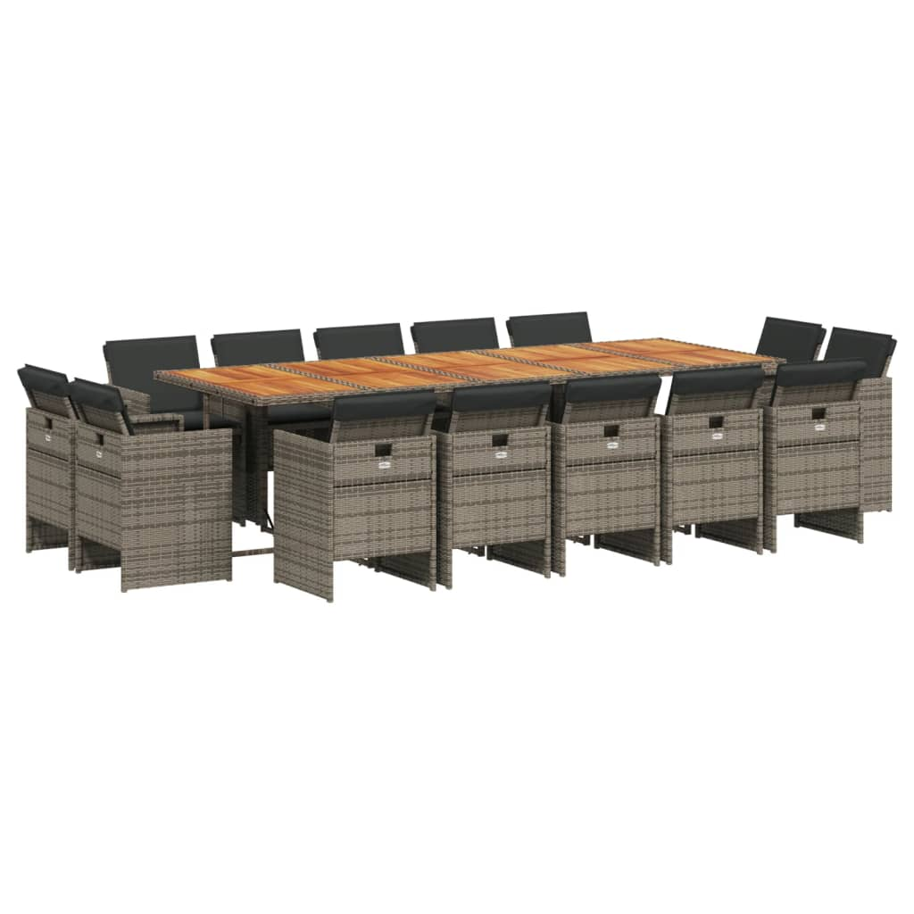 15 részes szürke polyrattan kerti étkezőgarnitúra párnákkal (3277825)
