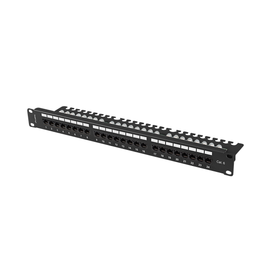 Patch panel Lanberg 24 portov 1U 19" kat. 6 UTP s káblovým