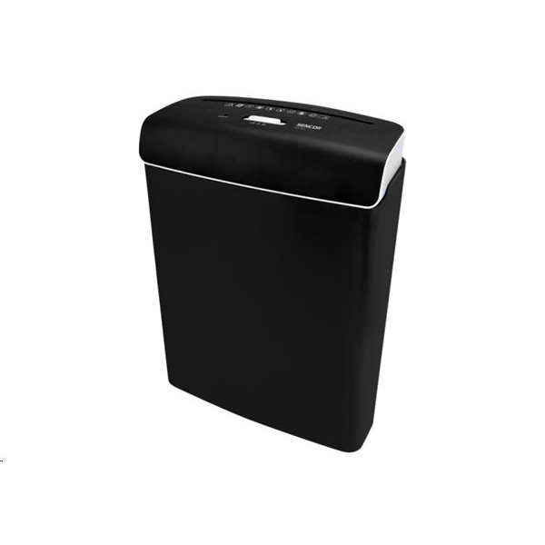 Distrugator documente, Sencor, 6 coli, 6 mm, 7 L, Negru/Alb