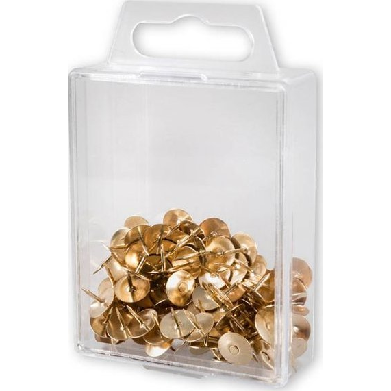  Victory Office Product PINEZKI VICTORY OFFICE ZŁOTE 100SZT. POJEMNIK PLASTIKOWY ZAWIESZANY