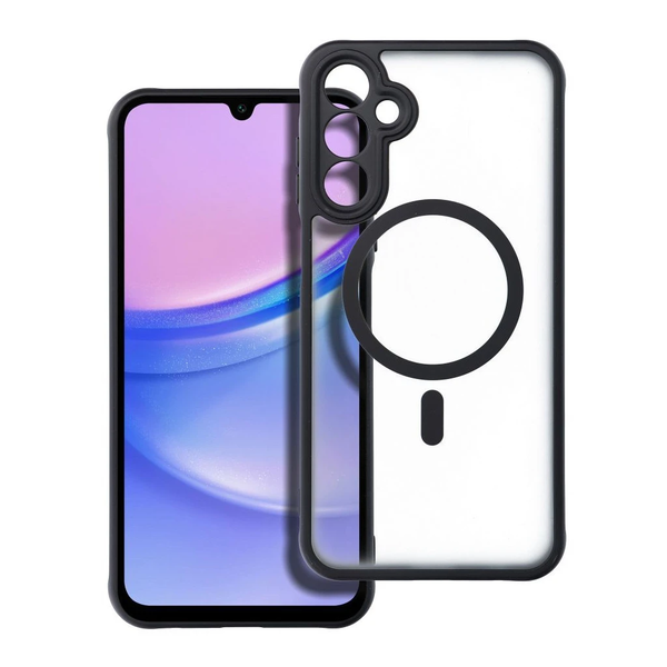 Samsung A15 készülékhez Full Matte Mag Cover tok, MagSafe-kompatibilis, fekete