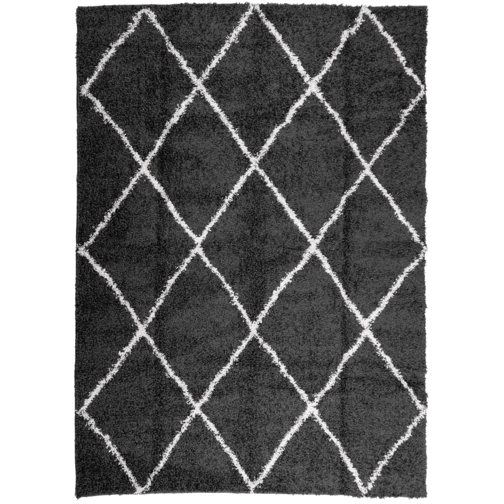 fekete és krém hosszú szálú bozontos modern szőnyeg 240 x 340cm (375417)
