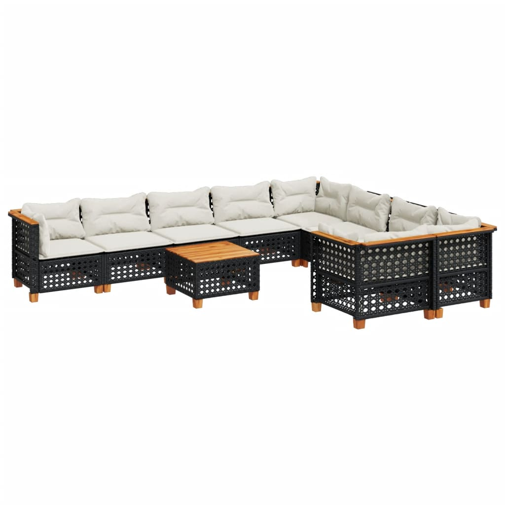 10 részes fekete polyrattan kerti ülőgarnitúra párnákkal (3262010)