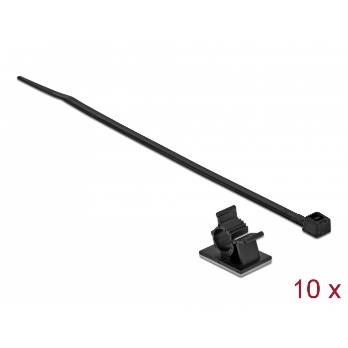 Delock Fekete, 25 x 18 mm-es kábelfogó H 200 x Sz 3,6 mm - kábellel (18878) (18878)