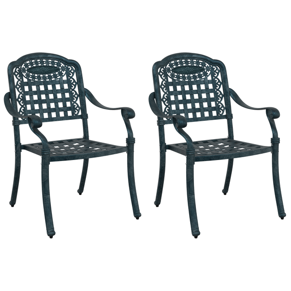 Kerti Székek 2 db Zöld Öntött Alumínium