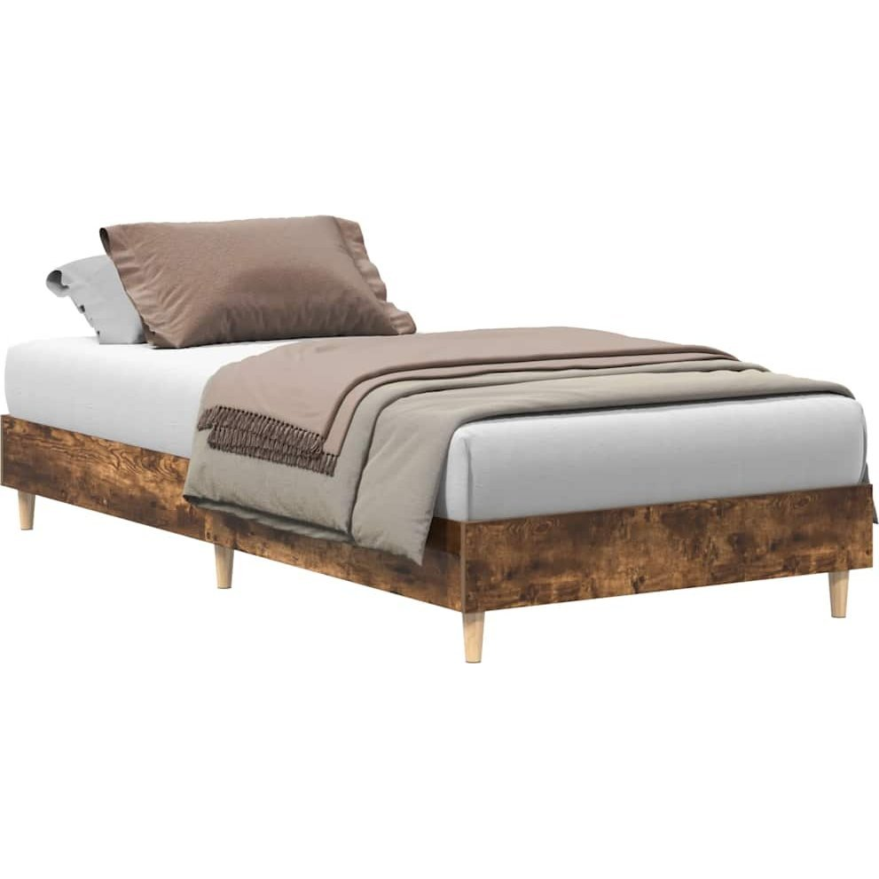 füstös tölgy színű szerelt fa ágykeret matrac nélkül 100x200 cm (861043)