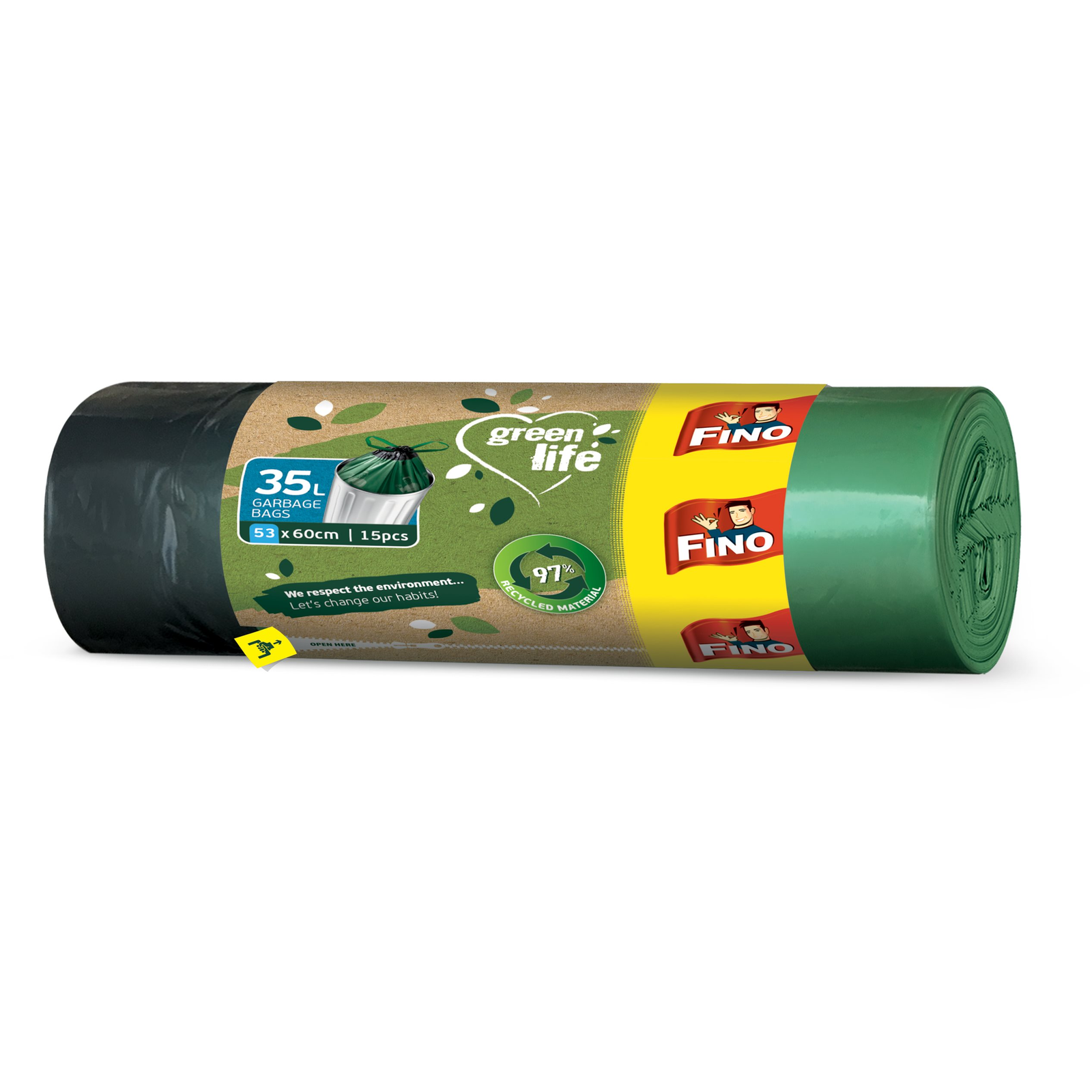 FINO LD Green Life zárható szemeteszsák 35 l, 15 db (5201314113911)