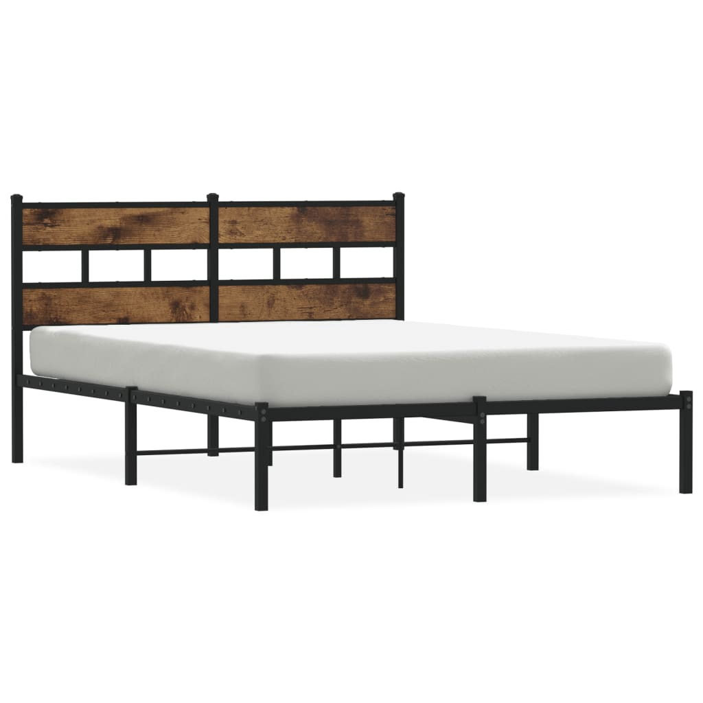 füstös tölgy színű fém ágykeret matrac nélkül 140 x 200 cm (4017054)