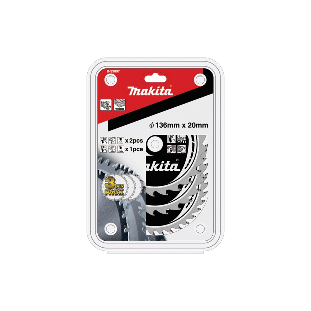 Makita B-33897 16Z / 24Z 136mm Körfűrészlap (3 db / csomag) (B-33897)