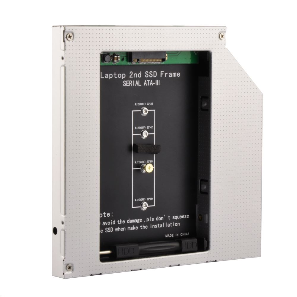 Gembird M.2 SSD beépítő keret notebook ODD helyére (A-SATA12M2-01) (A-SATA12M2-01)