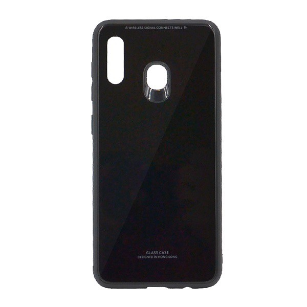 Műanyag telefonvédő (közepesen ütésálló, üveg hátlap) FEKETE [Samsung Galaxy A30 (SM-A305F)] (5996457874187)