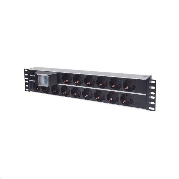 Intellinet 714051 strømforsyningsenhed (PDU) 15 AC stikkontakt(er) 2U Aluminium, Sort