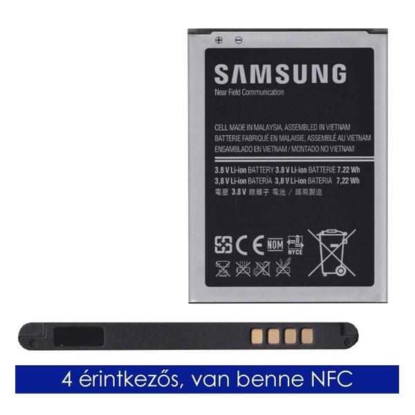 Samsung akku 1900mAh LI-ION (NFC)  Galaxy S4 mini (GT-I9195) / Galaxy S4 mini DUAL (GT-I9192) / Galaxy S4 mini (GT-I9190) "Gigapack csomagolás" ...