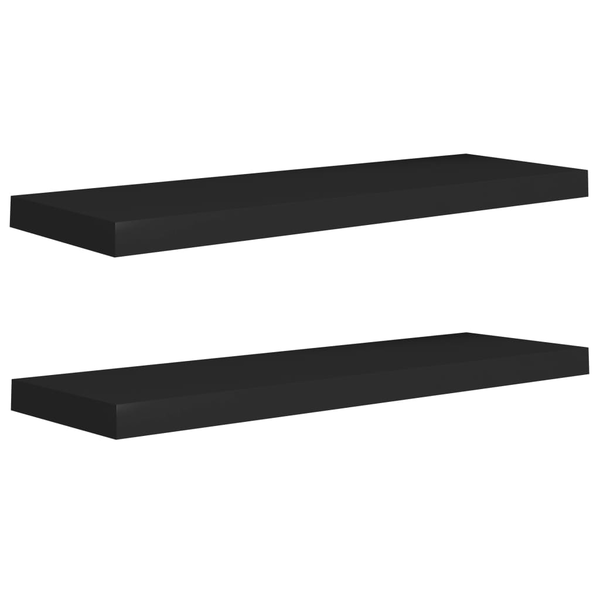 Комплект окачени стенни рафтове vidaXL, 2 бр, черни, 80x23,5x3,8 см, МДФ, 3.8 Kg
