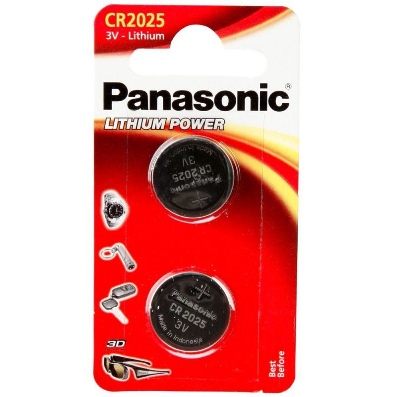 Panasonic CR2025 3V lítium gombelem (2db/csomag) (CR-2025EL/2B) (CR-2025EL/2B)