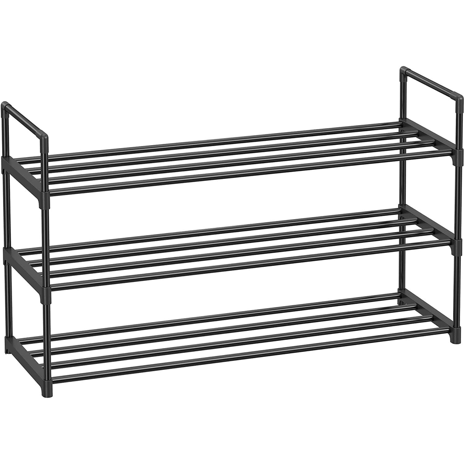 Songmics Cipőtartó, háromszintes, fém, fekete, 30 × 92 × 54 cm, 30 × 92 × 54 cm (81034)