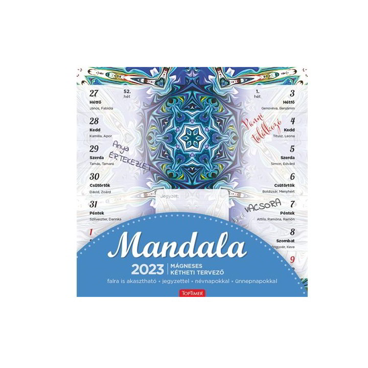 Toptimer Mandala 220 x 220mm Falinaptár - Mintás (23T9000-005)