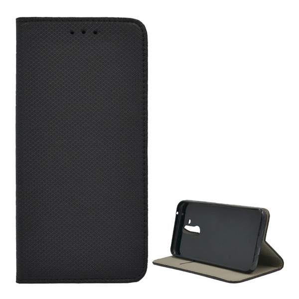Tok álló, bőr hatású (FLIP, oldalra nyíló, asztali tartó funkció, rombusz minta) FEKETE [Huawei Mate 20 Lite] (5996457813193)