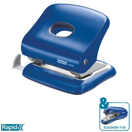 Perforator plastic Rapid FC30, 30 de coli, cutie, albastru