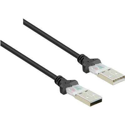 USB 2.0 csatlakozókábel, 1x USB 2.0 dugó A - 1x USB 2.0 dugó A, 3 m, fekete, aranyozott, renkforce