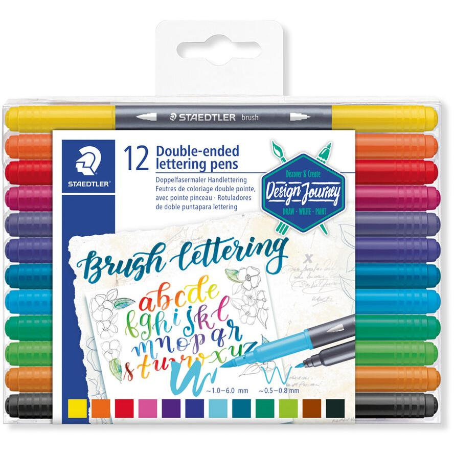 Staedtler Brush letter Duo 0.5-0.8/1.0-6.0 mm Kétvégű Ecsetirón készlet - 12 szín (3004 TB12)