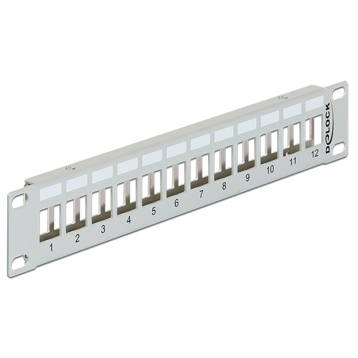 Delock 10” hálózati szekrényekhez Keystone patch panel 12 porttal 1U szürke (43327) (delock43327)