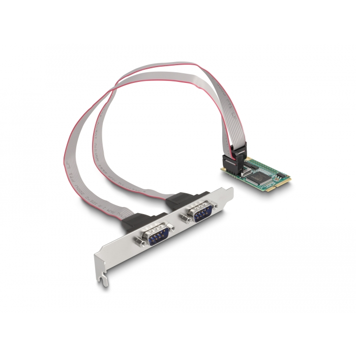 Delock Mini PCIe kártya teljes méret - 2 x Soros RS-232 D-Sub 9 tűs (95273) (95273)
