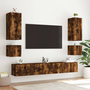Nástenná TV skrinka s LED, dymový dub, 100x35x31 cm