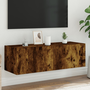 Nástenná TV skrinka s LED, dymový dub, 100x35x31 cm