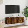 Nástenná TV skrinka s LED, dymový dub, 100x35x31 cm