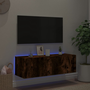 Nástenná TV skrinka s LED, dymový dub, 100x35x31 cm