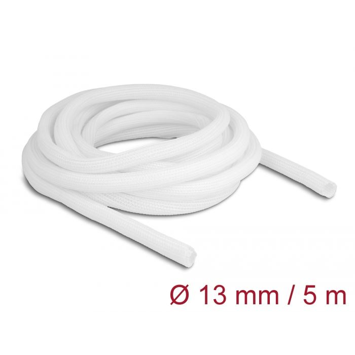 Delock fonott kábelharisnya önzáródó 5m x 13mm fehér (20808) (delock20808)