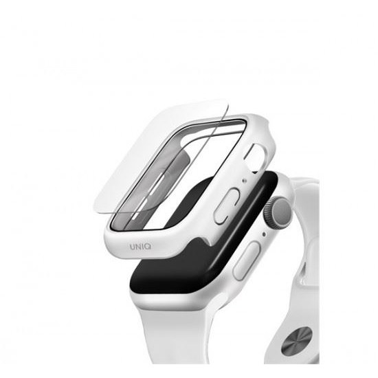 Uniq Nautic Apple Watch 44mm műanyag tok üvegfóliával, fehér (UNIQ-44MM-NAUWHT) (UNIQ-44MM-NAUWHT)