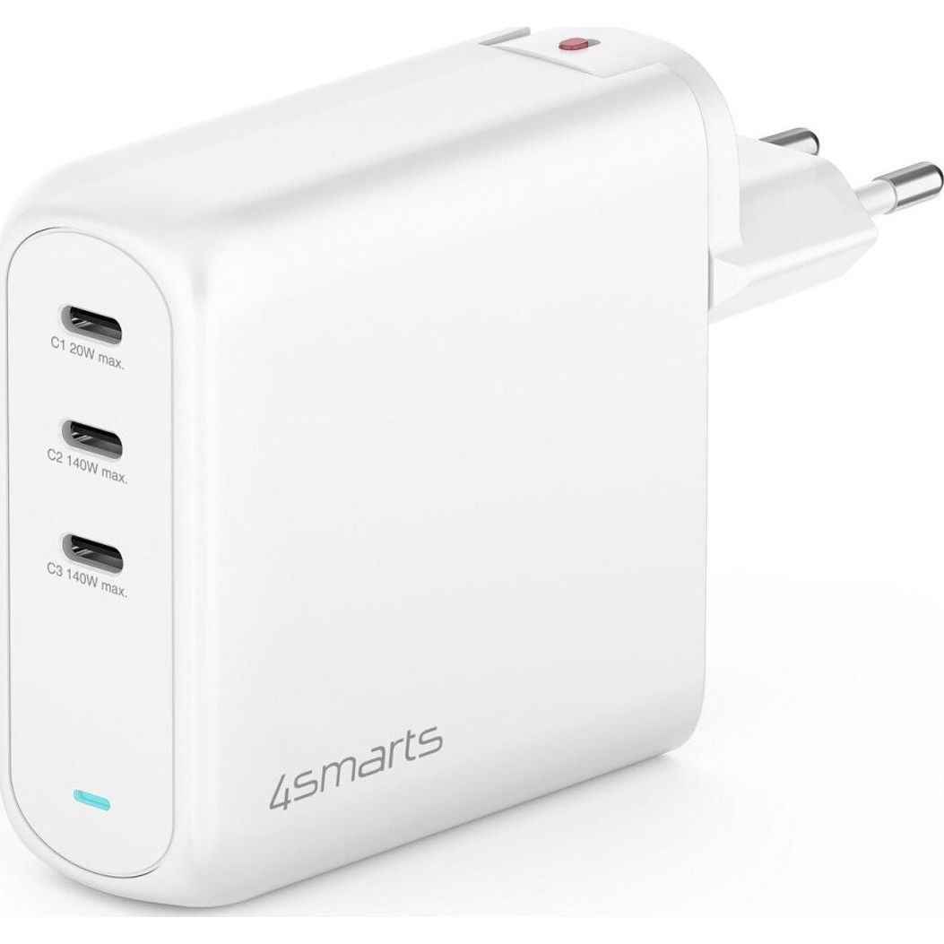 4smarts GaN Flex Pro töltő adapter 3xType-C, 140W, fehér (544140)