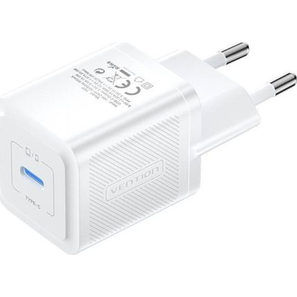 Wall charger, Vention, FEPW0-EU, USB-C, 20W, GaN (white)