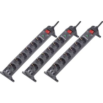 Renkforce Túlfeszültség ellen védő elosztó 6 részes Fekete Védőérintkezős 3 db (2050004974362)