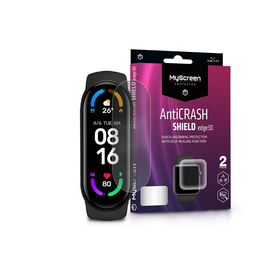 Xiaomi Mi Smart Band 5/Mi Smart Band 6 ütésálló képernyővédő fólia - MyScreen Protector AntiCrash Shield Edge3D - 2 db/csomag - transparent (LA-1938)