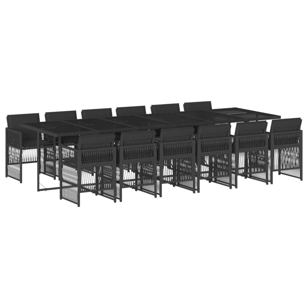 13 részes fekete polyrattan kerti ülőgarnitúra párnákkal (3210943)
