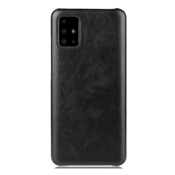 Műanyag telefonvédő (bőr hatású) FEKETE [Samsung Galaxy A51 (SM-A515F)] (5996457926800)