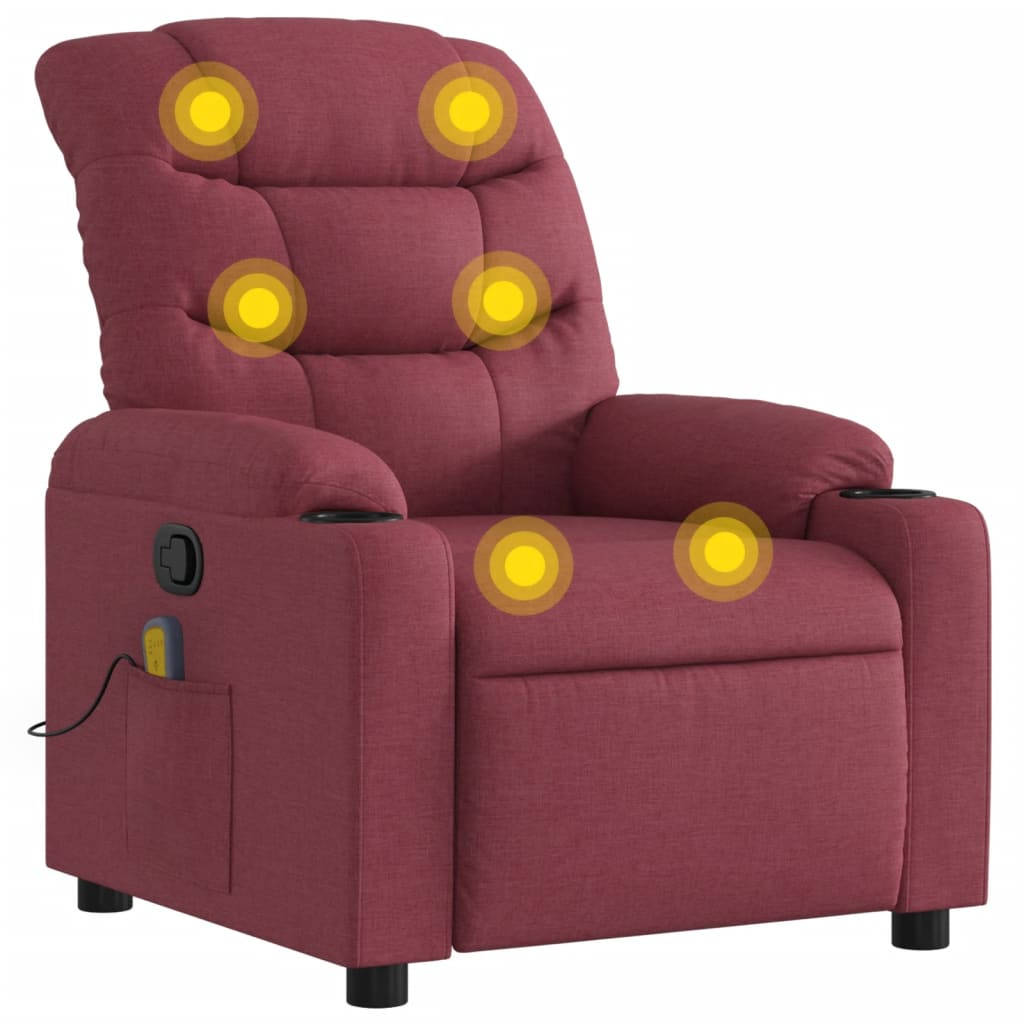 bordó dönthető szövet masszázsfotel (374159)